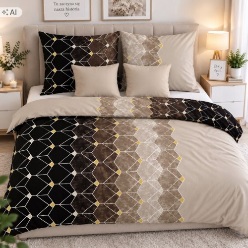 Pościel 220x200 100% Bawełna Premium + 2 Jaśki 40x40 Geometryczna